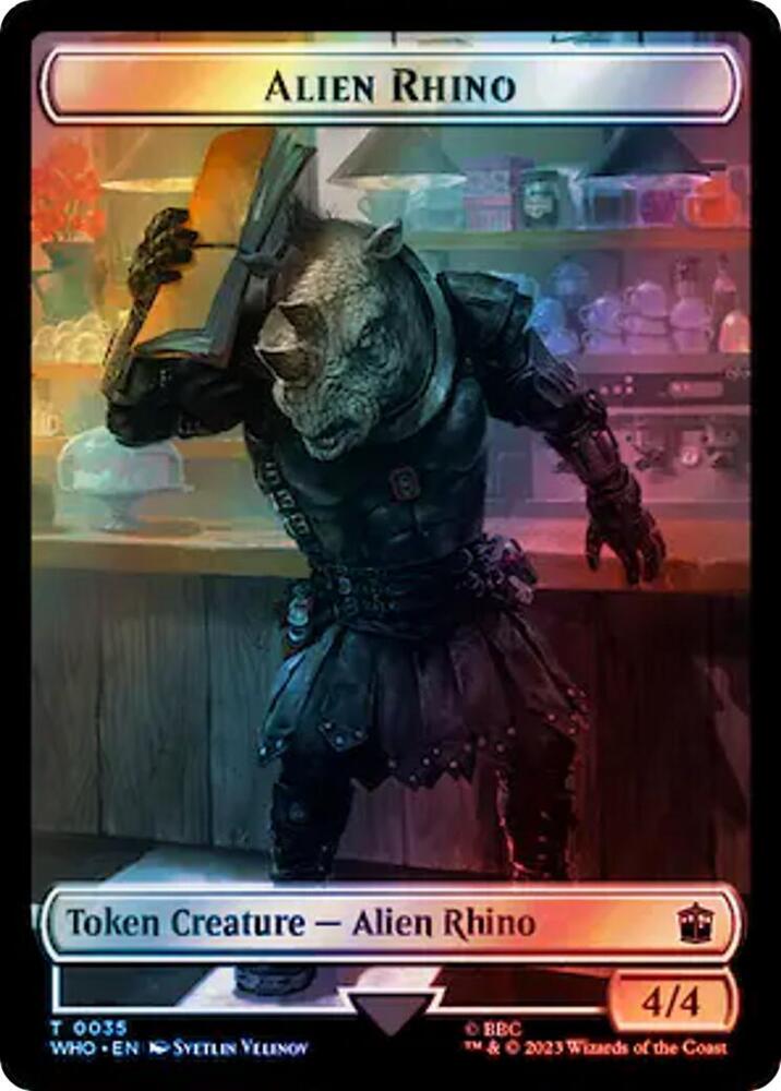 Alien Rhino // Food (0058) Double-Sided Token (Surge Foil)