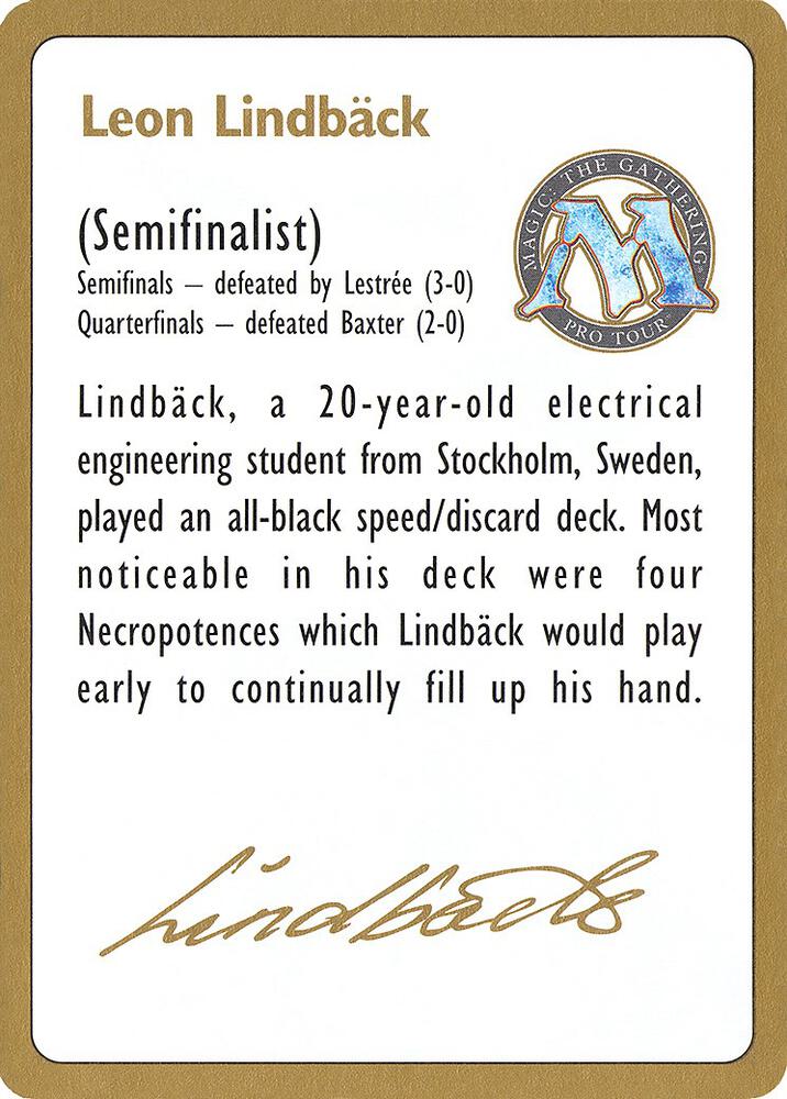 1996 Leon Lindback Biography Card