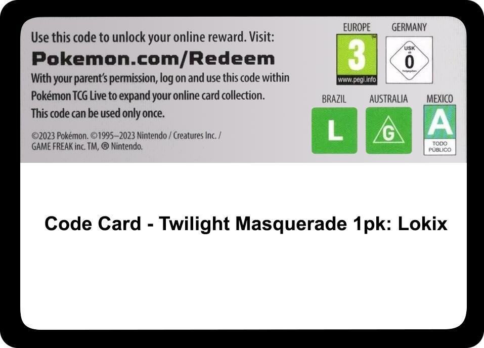 Code Card - Twilight Masquerade Single Pack Blister [Lokix]