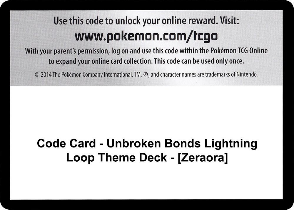 Code Card - Unbroken Bonds Lightning Loop Theme Deck - [Zeraora]